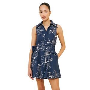 Hutch Sleeveless Belted Mini Shirt Dress in Navy - Size Small